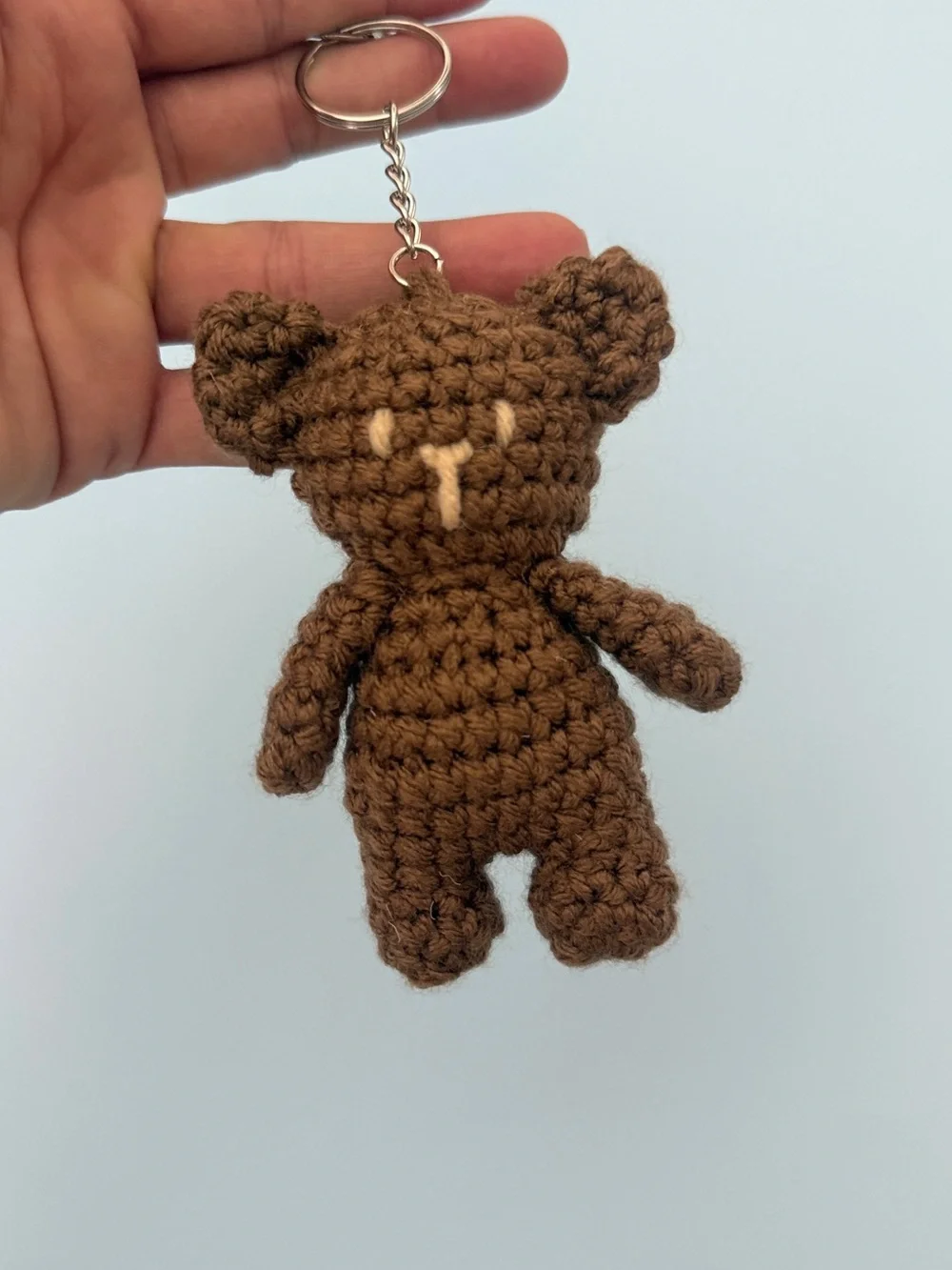Handmade Crochet Brown Bear Keychain Amigurumi